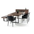 Pemberly Row 3 in Thick Rectangular Wood & Metal Dining Table in Walnut
