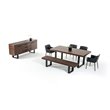 Pemberly Row 3 in Thick Rectangular Wood & Metal Dining Table in Walnut