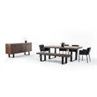 Pemberly Row 3 in Thick Rectangular Wood & Metal Dining Table in Walnut