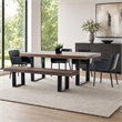 Pemberly Row 3 in Thick Rectangular Wood & Metal Dining Table in Walnut