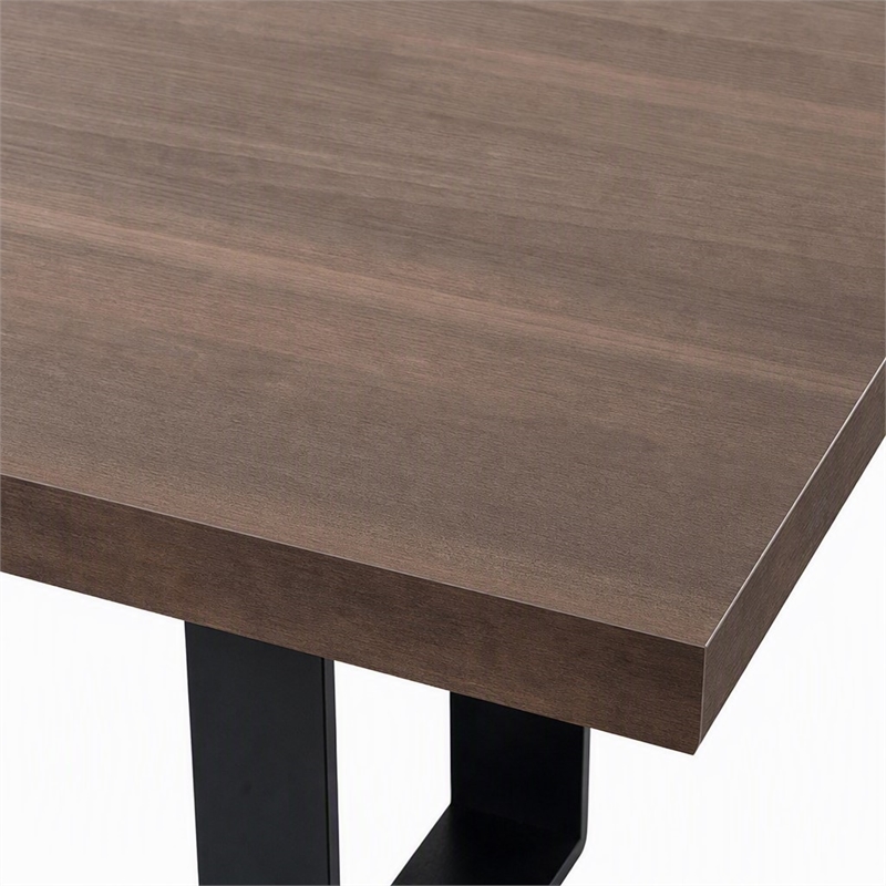 Pemberly Row 3 in Thick Rectangular Wood & Metal Dining Table in Walnut