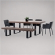 Pemberly Row 3 in Thick Rectangular Wood & Metal Dining Table in Walnut