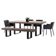 Pemberly Row 3 in Thick Rectangular Wood & Metal Dining Table in Walnut