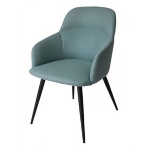 Pemberly Row Modern Teal Linen Dining Chair with Matte Black Metal Legs