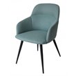 Pemberly Row Modern Teal Linen Dining Chair with Matte Black Metal Legs