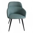 Pemberly Row Modern Teal Linen Dining Chair with Matte Black Metal Legs