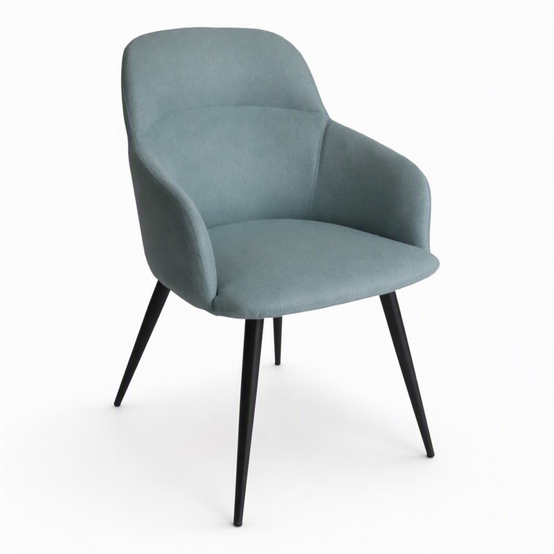 Pemberly Row Modern Teal Linen Dining Chair with Matte Black Metal Legs