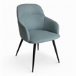 Pemberly Row Modern Teal Linen Dining Chair with Matte Black Metal Legs