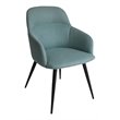Pemberly Row Modern Teal Linen Dining Chair with Matte Black Metal Legs