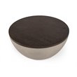 Pemberly Row Modern Round Concrete and Solid Wood Coffee Table Grey/Brown