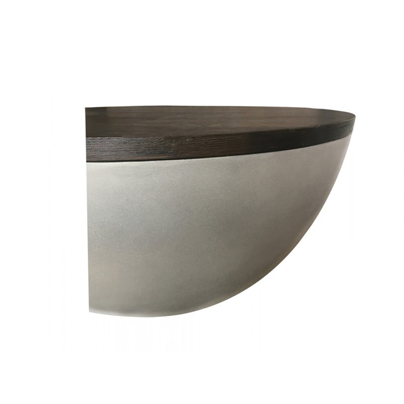 Pemberly Row Modern Round Concrete and Solid Wood Coffee Table Grey/Brown