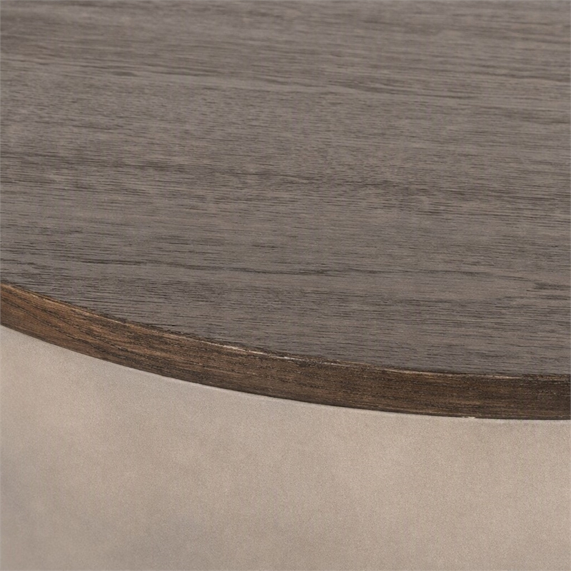 Pemberly Row Modern Round Concrete and Solid Wood Coffee Table Grey/Brown