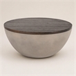 Pemberly Row Modern Round Concrete and Solid Wood Coffee Table Grey/Brown