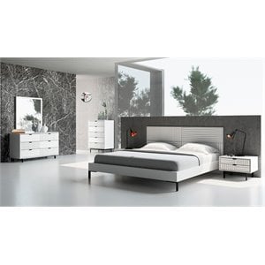 Pemberly Row Wood 2-Drawer White Matte Bedroom Nightstand with Black Accents