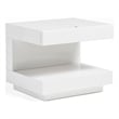 Pemberly Row Modern C-Shaped LED MDF Wood Nightstand in White Finish