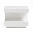 Pemberly Row Modern C-Shaped LED MDF Wood Nightstand in White Finish
