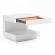Pemberly Row Modern C-Shaped LED MDF Wood Nightstand in White Finish