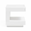 Pemberly Row Modern C-Shaped LED MDF Wood Nightstand in White Finish