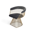 Pemberly Row Velvet Windsor Dining Chair in Gray with Gold Base