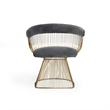 Pemberly Row Velvet Windsor Dining Chair in Gray with Gold Base