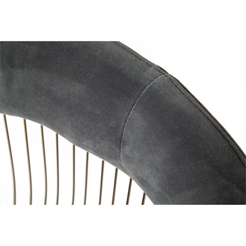 Pemberly Row Velvet Windsor Dining Chair in Gray with Gold Base
