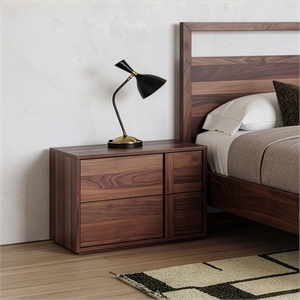 Pemberly Row 2-Drawer Wood Bedroom Nightstand in Walnut Finish