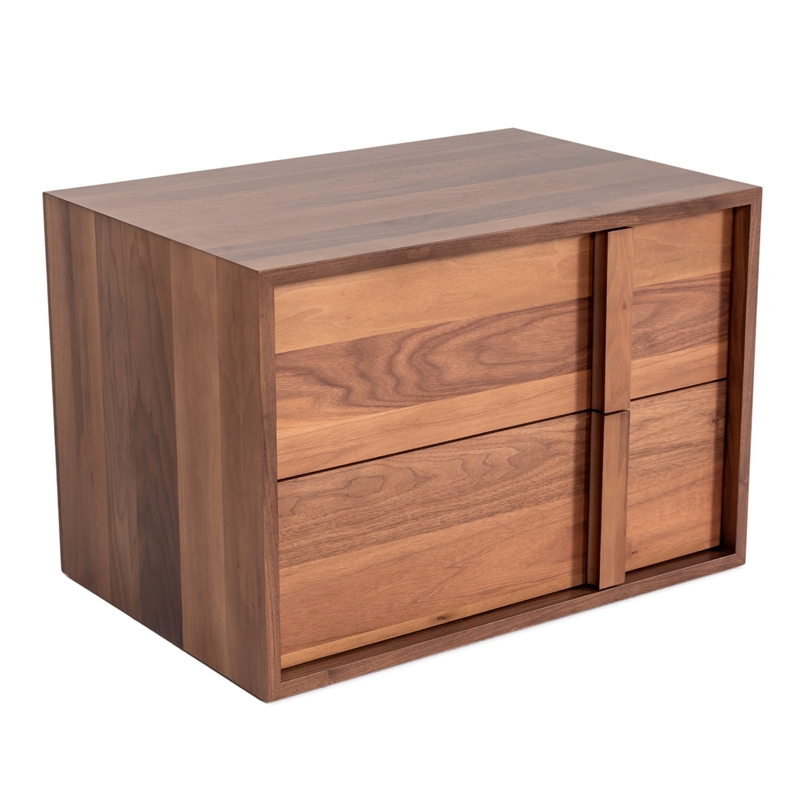 Pemberly Row 2-Drawer Wood Bedroom Nightstand in Walnut Finish