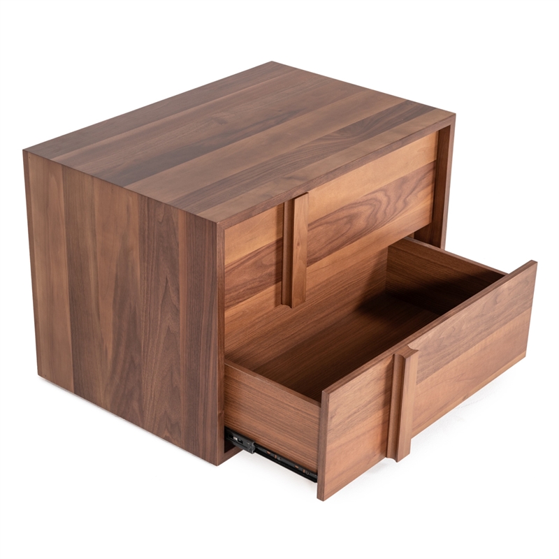 Pemberly Row 2-Drawer Wood Bedroom Nightstand in Walnut Finish