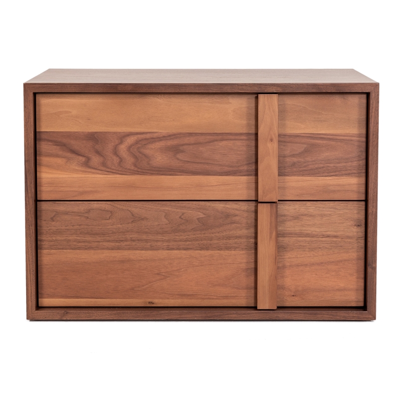Pemberly Row 2-Drawer Wood Bedroom Nightstand in Walnut Finish