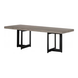 Pemberly Row Modern Concrete and Metal Coffee Table in Gray/Black