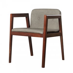 Pemberly Row Walnut Wood Dining Chairs with Gray Upholstery (Set of 2)