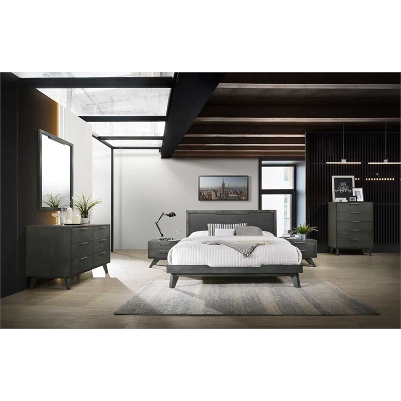 Pemberly Row Modern Veneer Wood and Stainless Steel Chest in Gray