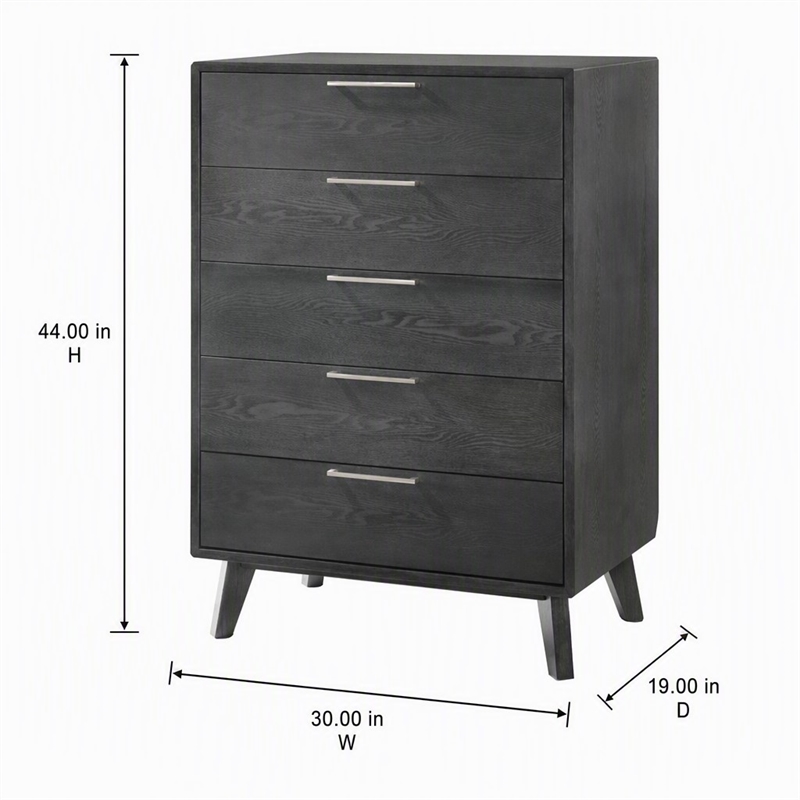 Pemberly Row Modern Veneer Wood and Stainless Steel Chest in Gray