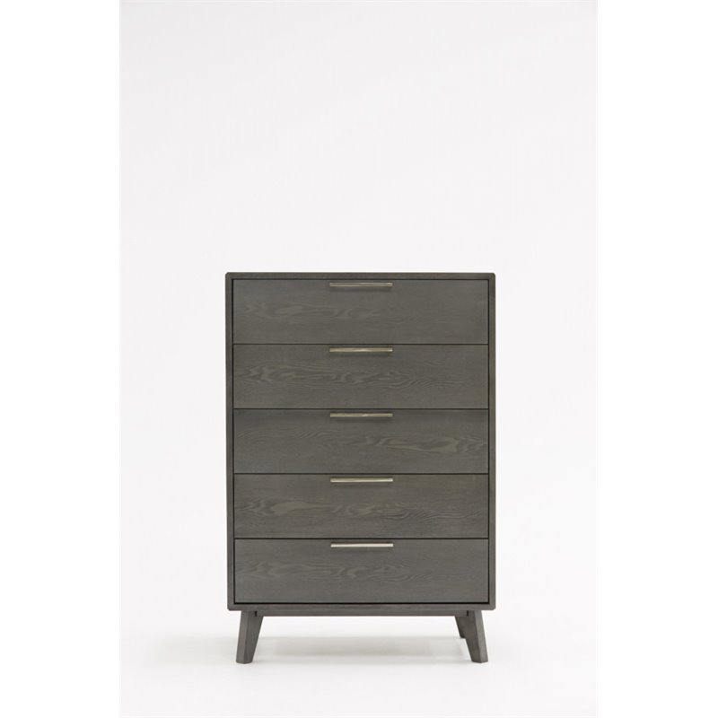 Pemberly Row Modern Veneer Wood and Stainless Steel Chest in Gray