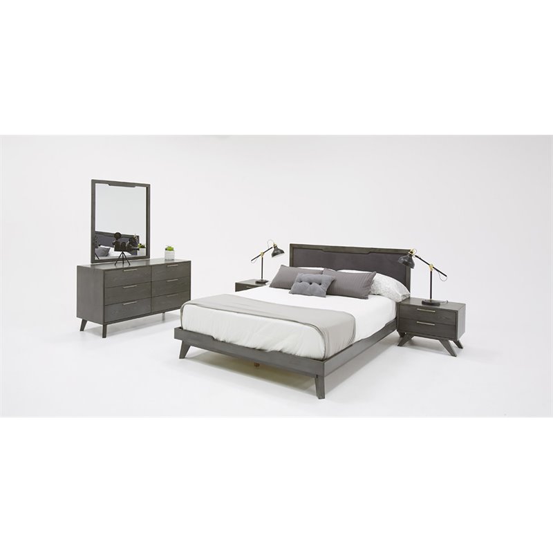 Pemberly Row Modern Veneer Wood and Stainless Steel Chest in Gray