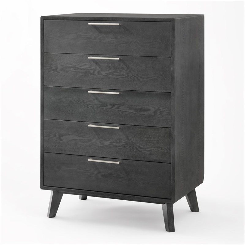 Pemberly Row Modern Veneer Wood and Stainless Steel Chest in Gray