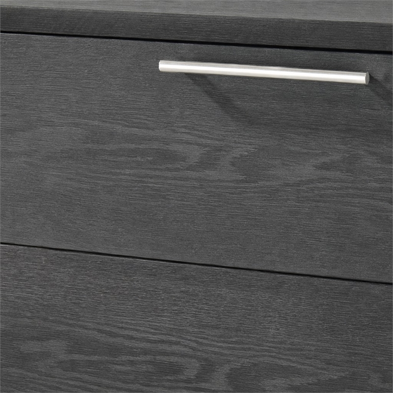 Pemberly Row Modern Veneer Wood and Stainless Steel Chest in Gray