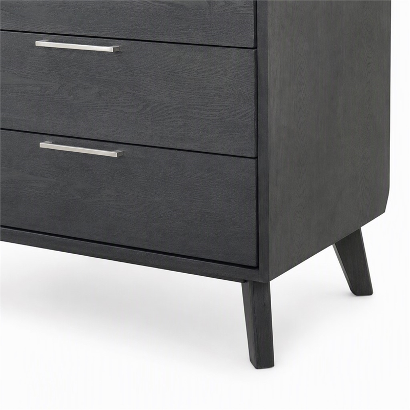 Pemberly Row Modern Veneer Wood and Stainless Steel Chest in Gray