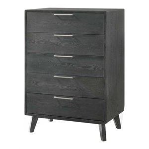Pemberly Row Modern Veneer Wood and Stainless Steel Chest in Gray