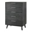 Pemberly Row Modern Veneer Wood and Stainless Steel Chest in Gray