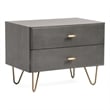 Pemberly Row Modern Nightstand with Veneer Wood and Metal in Gray/Gold