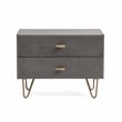 Pemberly Row Modern Nightstand with Veneer Wood and Metal in Gray/Gold