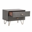 Pemberly Row Modern Nightstand with Veneer Wood and Metal in Gray/Gold