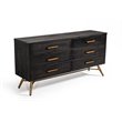 Pemberly Row 6-Drawer Recycled Pine Dresser in Dark Brown/Antique Brass Finish
