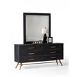 Pemberly Row 6-Drawer Recycled Pine Dresser in Dark Brown/Antique Brass Finish