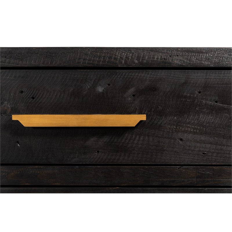 Pemberly Row 6-Drawer Recycled Pine Dresser in Dark Brown/Antique Brass Finish