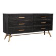 Pemberly Row 6-Drawer Recycled Pine Dresser in Dark Brown/Antique Brass Finish