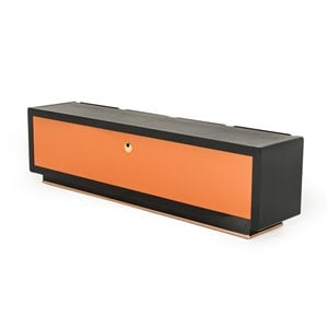 Pemberly Row Talin Black MDF Wood and Glass TV Stand to Fit up to 85&quot TVs