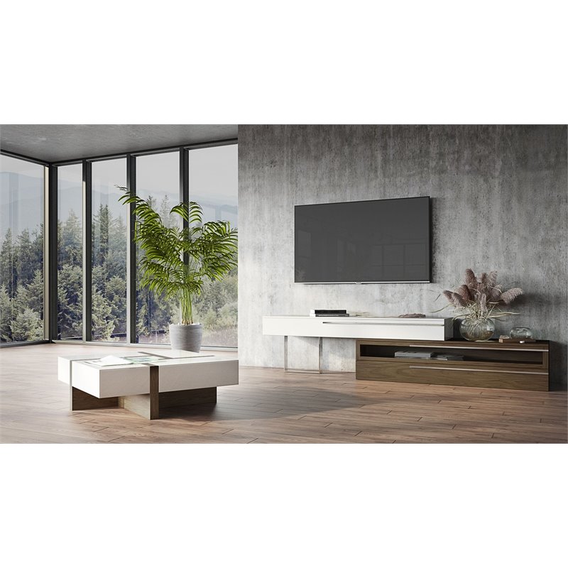 Pemberly Row Makai Square MDF Wood Coffee Table with Storage