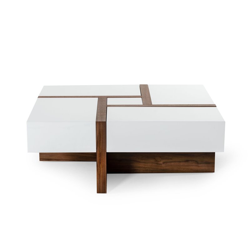 Pemberly Row Makai Square MDF Wood Coffee Table with Storage